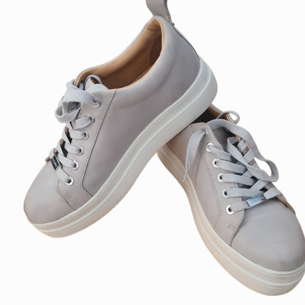 J/Slides Leather Sneakers in Color Gray, Size 6.5